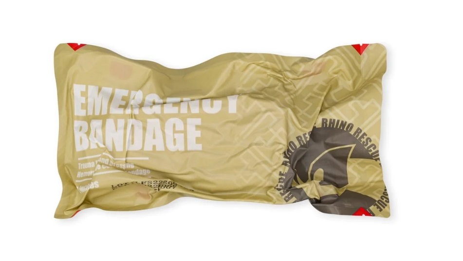 Rhino Rescue Emergency Wrap Bandage 4" - Notverband, sand
